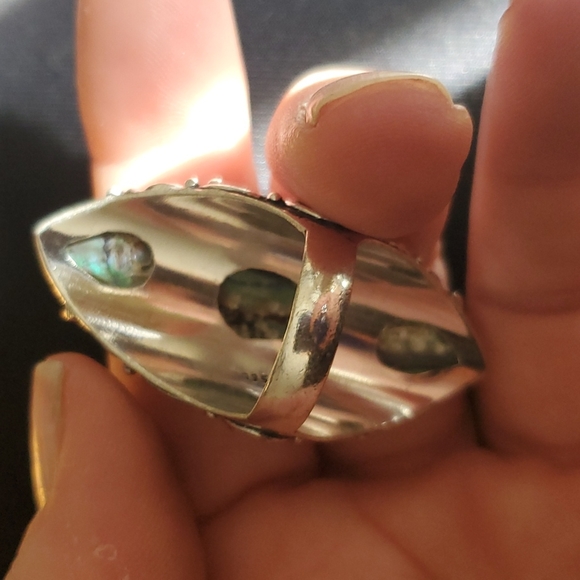 New Amazing Abalone Shell 925 Silver Statement Ring. - Picture 14 of 16